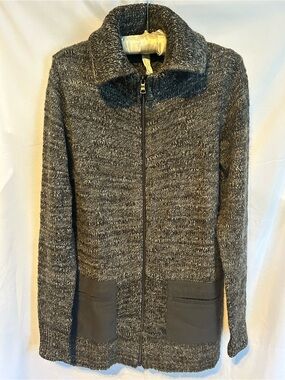 GAP Heathered Dark Gray Full-Zip Knit Cardigan